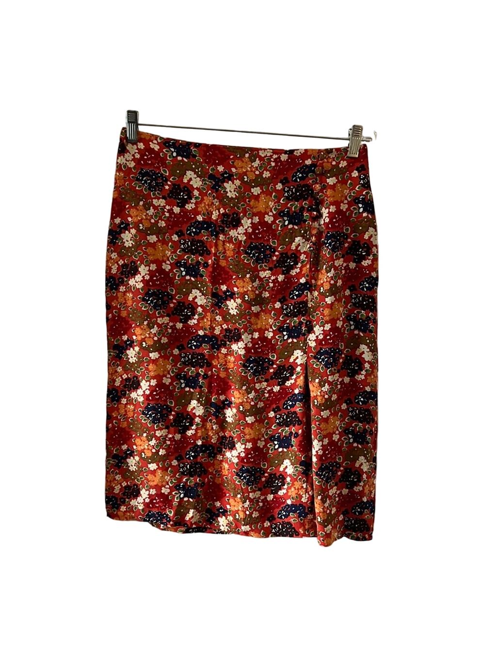 C.C. Outlaw Orange Floral Print Skirt Woman Size 8 Cottagecore Y2K